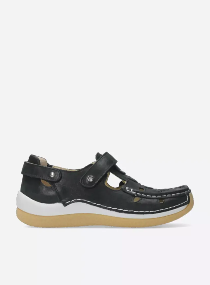 Wolky Esperanza - zwart effectleer<DAMES Bandschoenen
