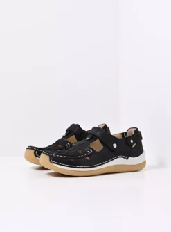 Wolky Esperanza - zwart effectleer<DAMES Bandschoenen