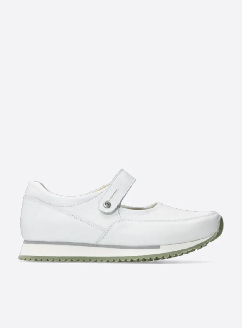 Wolky e-Step - wit/lichtgroen leer<DAMES Wandelschoenen|Bandschoenen