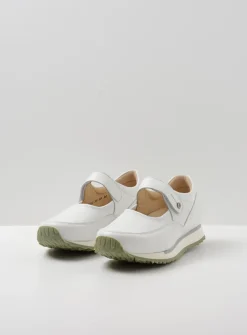 Wolky e-Step - wit/lichtgroen leer<DAMES Wandelschoenen|Bandschoenen