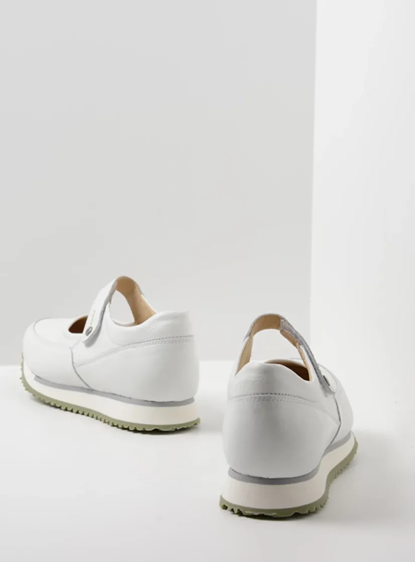 Wolky e-Step - wit/lichtgroen leer<DAMES Wandelschoenen|Bandschoenen