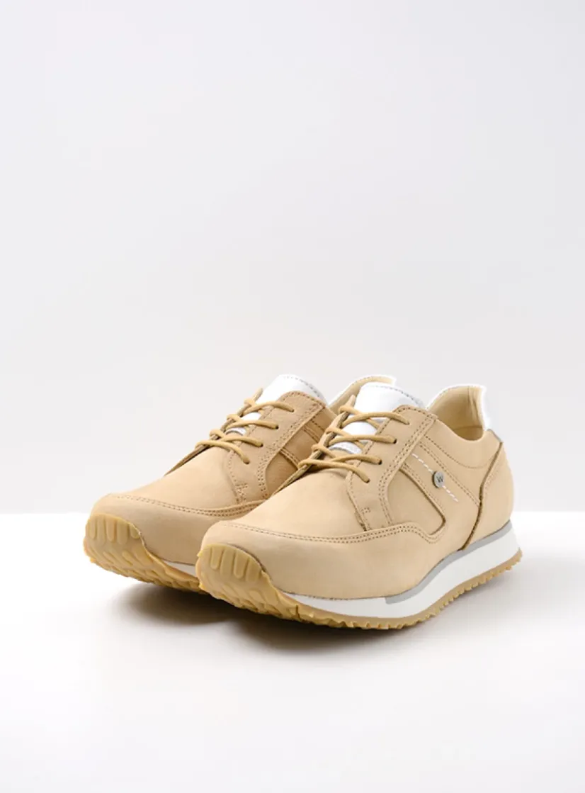 Wolky e-Walk - beige nubuck<DAMES Lage Veterschoenen|Wandelschoenen