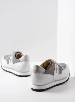 Wolky e-Walk - grijs/jeans leer<DAMES Lage Veterschoenen|Wandelschoenen