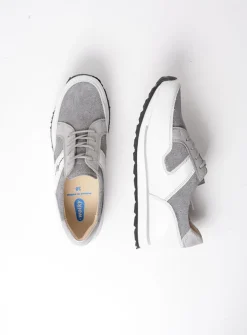 Wolky e-Walk - grijs/jeans leer<DAMES Lage Veterschoenen|Wandelschoenen