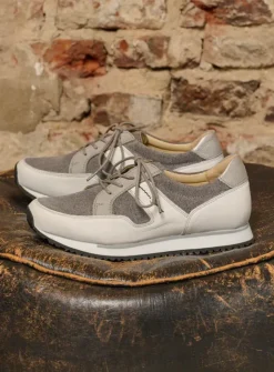 Wolky e-Walk - grijs/jeans leer<DAMES Lage Veterschoenen|Wandelschoenen