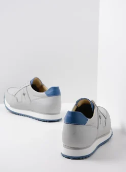 Wolky e-Walk - lichtgrijs/atlantisch blauw leer<DAMES Lage Veterschoenen|Wandelschoenen
