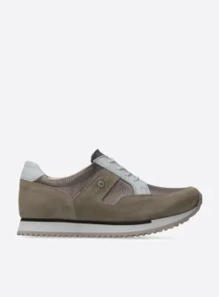 Wolky e-Walk - safari/brons leer<DAMES Lage Veterschoenen|Wandelschoenen