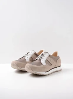 Wolky e-Walk - safari/brons leer<DAMES Lage Veterschoenen|Wandelschoenen