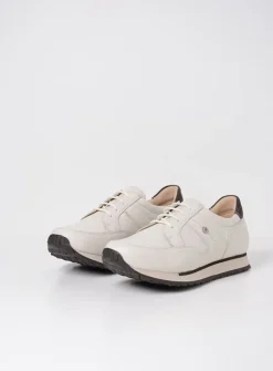 Wolky e-Walk - wit combi leer<DAMES Lage Veterschoenen|Wandelschoenen