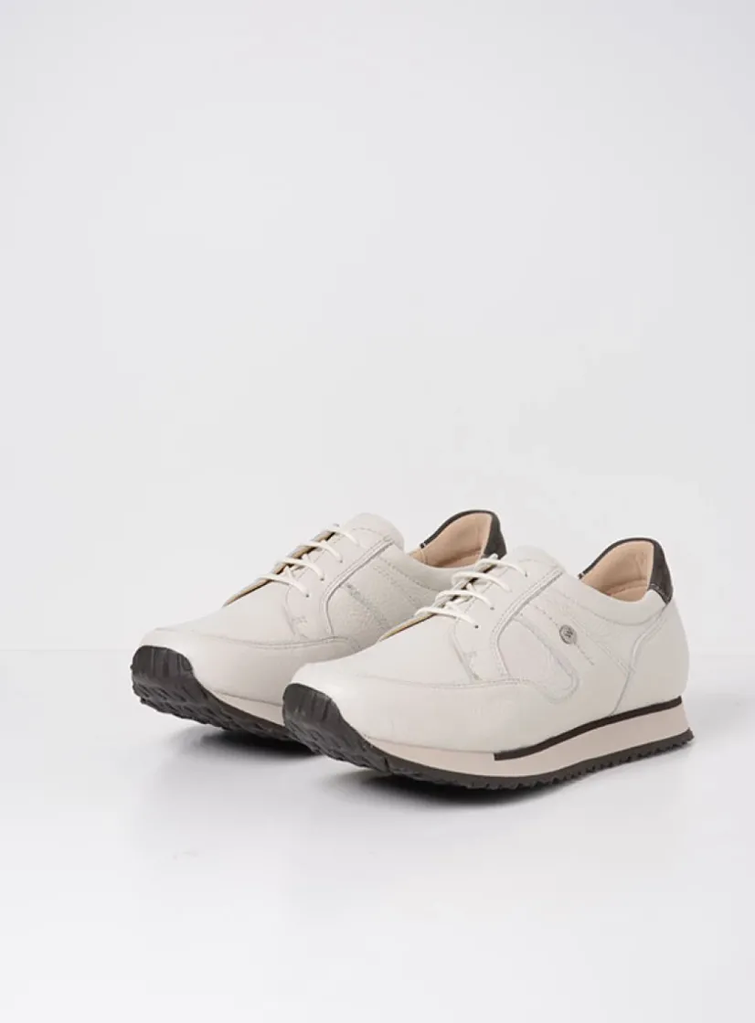 Wolky e-Walk - wit combi leer<DAMES Lage Veterschoenen|Wandelschoenen