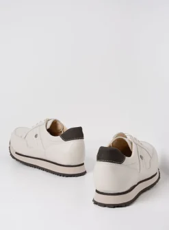 Wolky e-Walk - wit combi leer<DAMES Lage Veterschoenen|Wandelschoenen