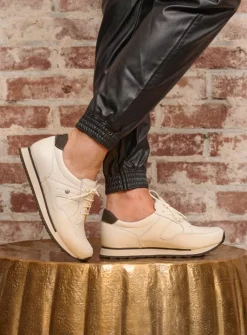 Wolky e-Walk - wit combi leer<DAMES Lage Veterschoenen|Wandelschoenen