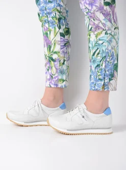 Wolky e-Walk - wit/blauw leer<DAMES Lage Veterschoenen|Wandelschoenen