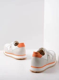 Wolky e-Walk - wit/gebroken wit leer<DAMES Lage Veterschoenen|Wandelschoenen