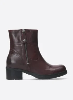 Wolky Fairview XW - bordeauxrood leer<DAMES Halfhoge Laarzen|Enkellaarsjes