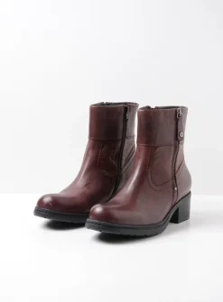 Wolky Fairview XW - bordeauxrood leer<DAMES Halfhoge Laarzen|Enkellaarsjes