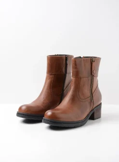Wolky Fairview XW - cognac leer<DAMES Halfhoge Laarzen|Enkellaarsjes