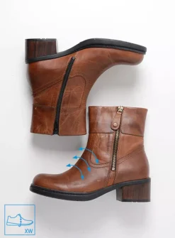 Wolky Fairview XW - cognac leer<DAMES Halfhoge Laarzen|Enkellaarsjes