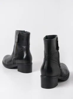 Wolky Fairview XW - zwart leer<DAMES Halfhoge Laarzen|Enkellaarsjes