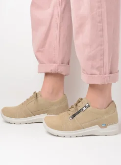 Wolky Feltwell - beige nubuck<DAMES Lage Veterschoenen|Wandelschoenen