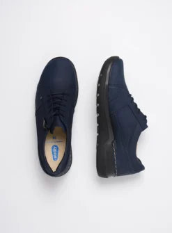 Wolky Feltwell - blauw nubuck<DAMES Lage Veterschoenen|Wandelschoenen