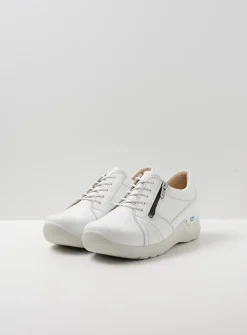Wolky Feltwell - wit leer<DAMES Lage Veterschoenen|Wandelschoenen