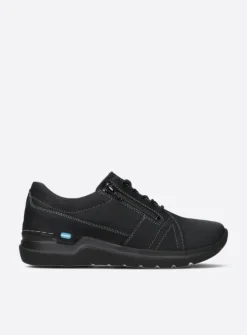Wolky Feltwell - zwart nubuck<DAMES Lage Veterschoenen|Wandelschoenen