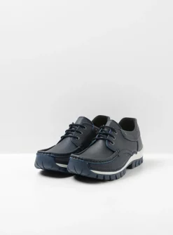 Wolky Fly - blauw leer<DAMES Lage Veterschoenen|Herfst/Winter