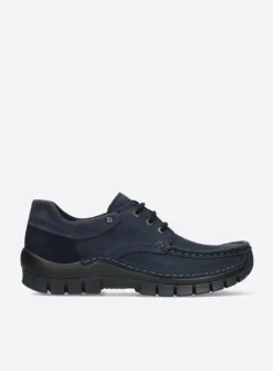 Wolky Fly - blauw nubuck<DAMES Lage Veterschoenen|Herfst/Winter