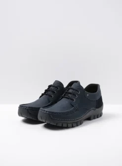 Wolky Fly - blauw nubuck<DAMES Lage Veterschoenen|Herfst/Winter