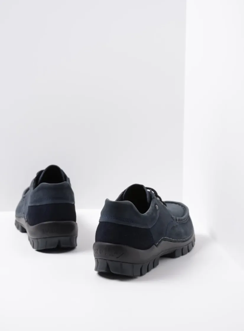 Wolky Fly - blauw nubuck<DAMES Lage Veterschoenen|Herfst/Winter