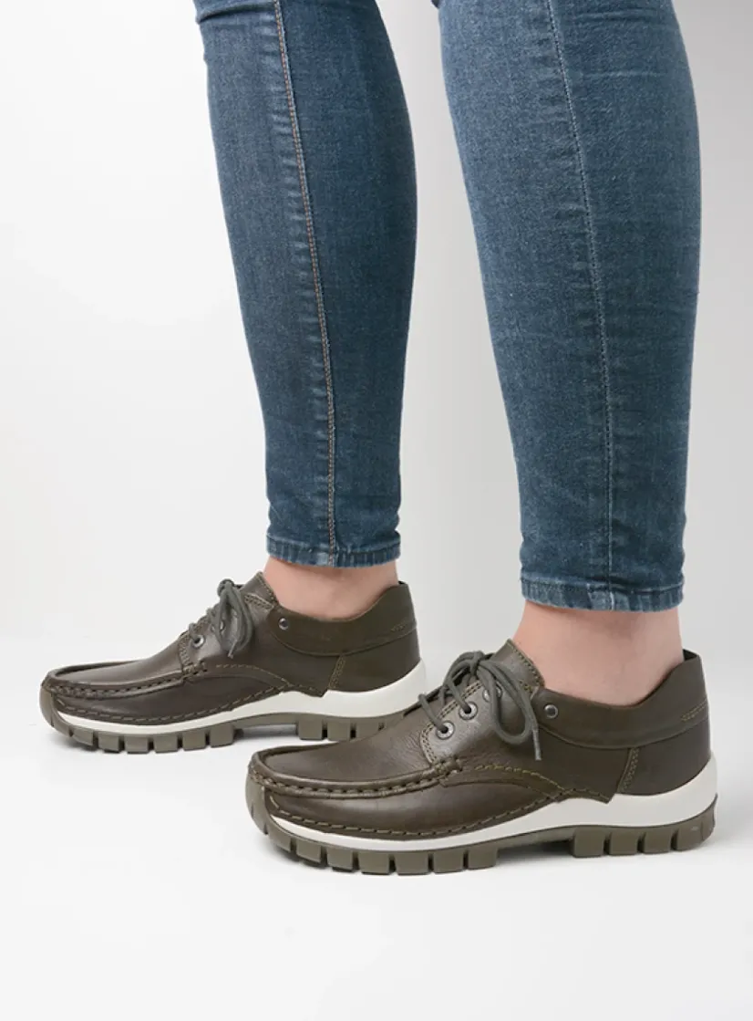 Wolky Fly - cactus leer<DAMES Lage Veterschoenen|Herfst/Winter