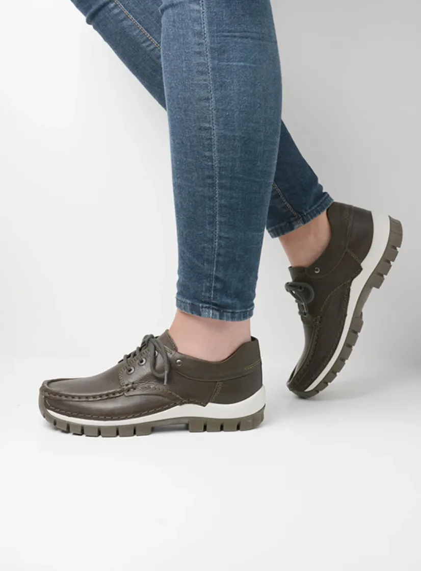 Wolky Fly - cactus leer<DAMES Lage Veterschoenen|Herfst/Winter