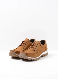Wolky Fly - cognac nubuck<DAMES Lage Veterschoenen|Herfst/Winter