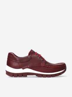 Wolky Fly - donkerrood leer<DAMES Lage Veterschoenen|Herfst/Winter