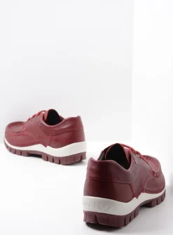 Wolky Fly - donkerrood leer<DAMES Lage Veterschoenen|Herfst/Winter