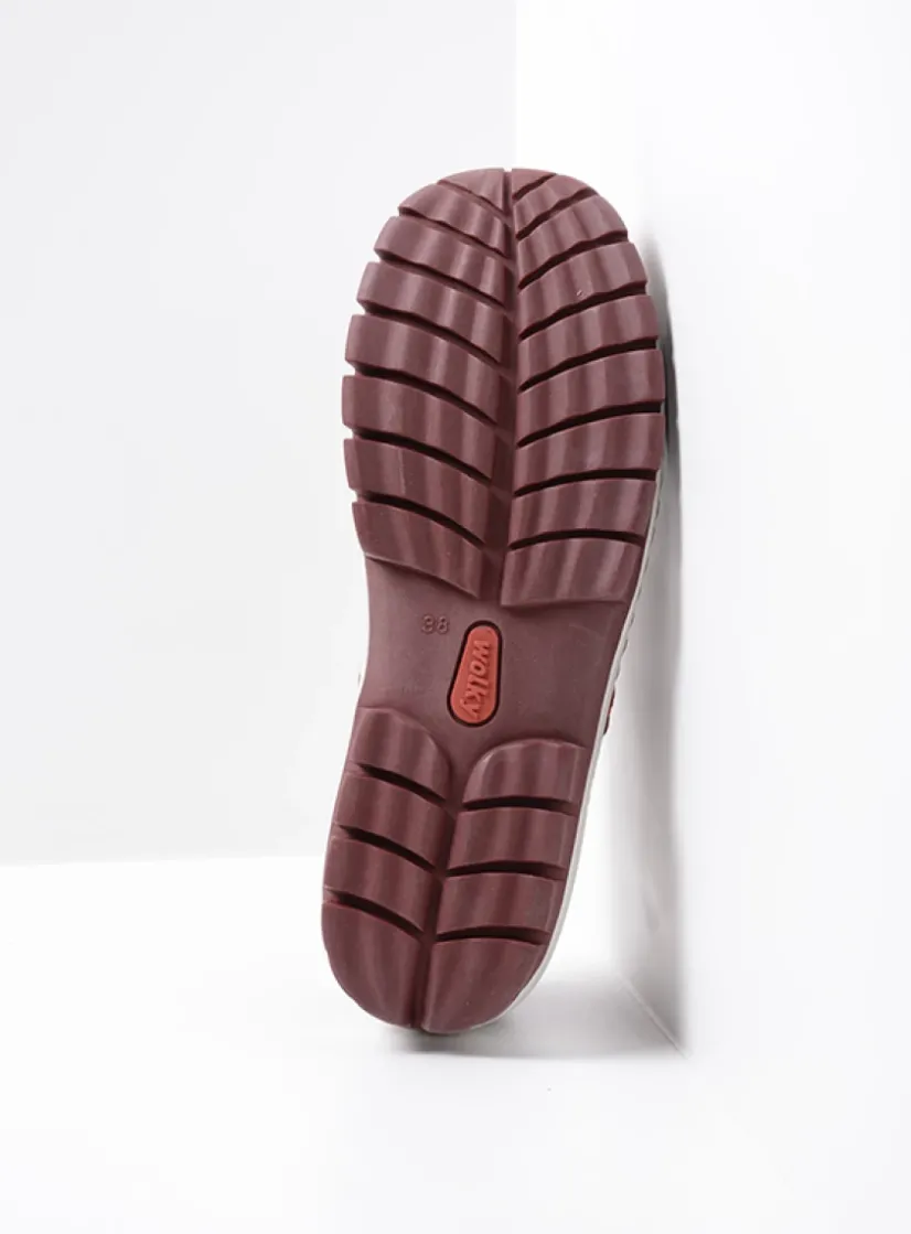 Wolky Fly - donkerrood leer<DAMES Lage Veterschoenen|Herfst/Winter