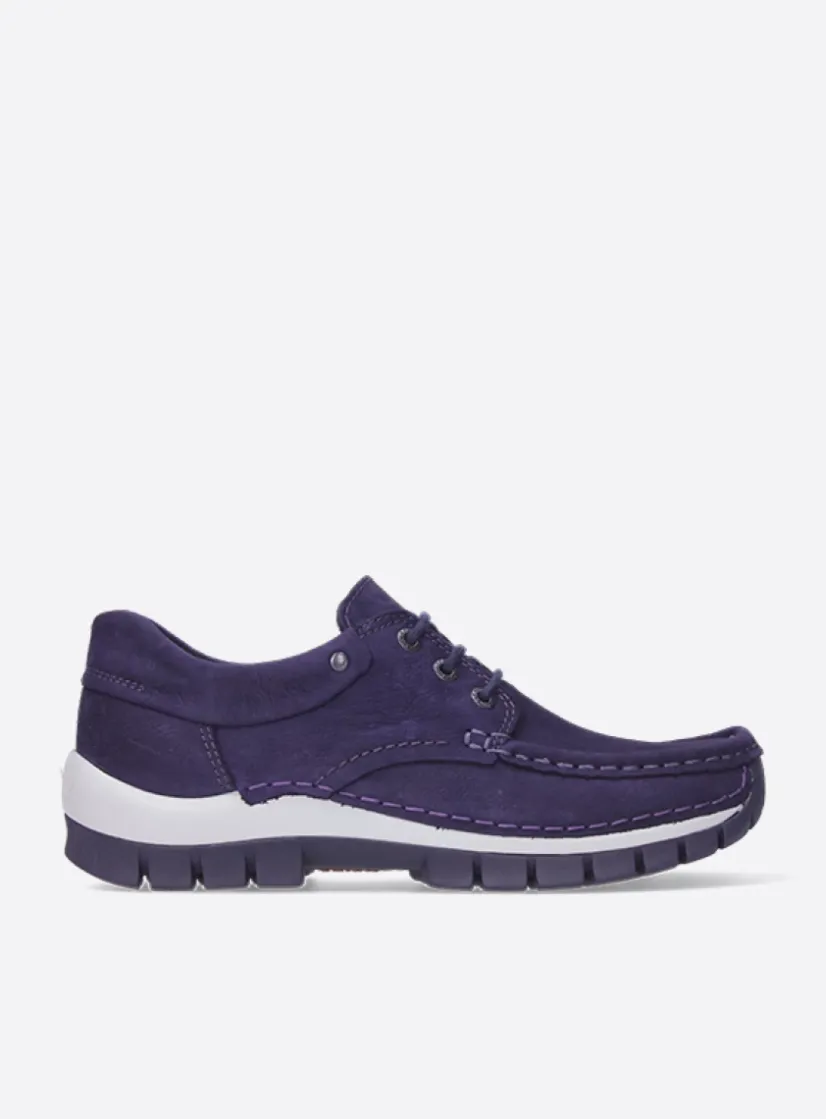 Wolky Fly - paars nubuck<DAMES Lage Veterschoenen|Herfst/Winter