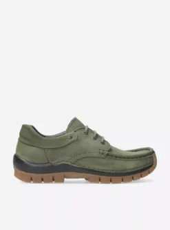 Wolky Fly - pesto groen nubuck<DAMES Lage Veterschoenen|Herfst/Winter