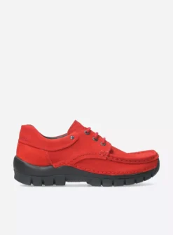 Wolky Fly - rood nubuck<DAMES Lage Veterschoenen|Herfst/Winter