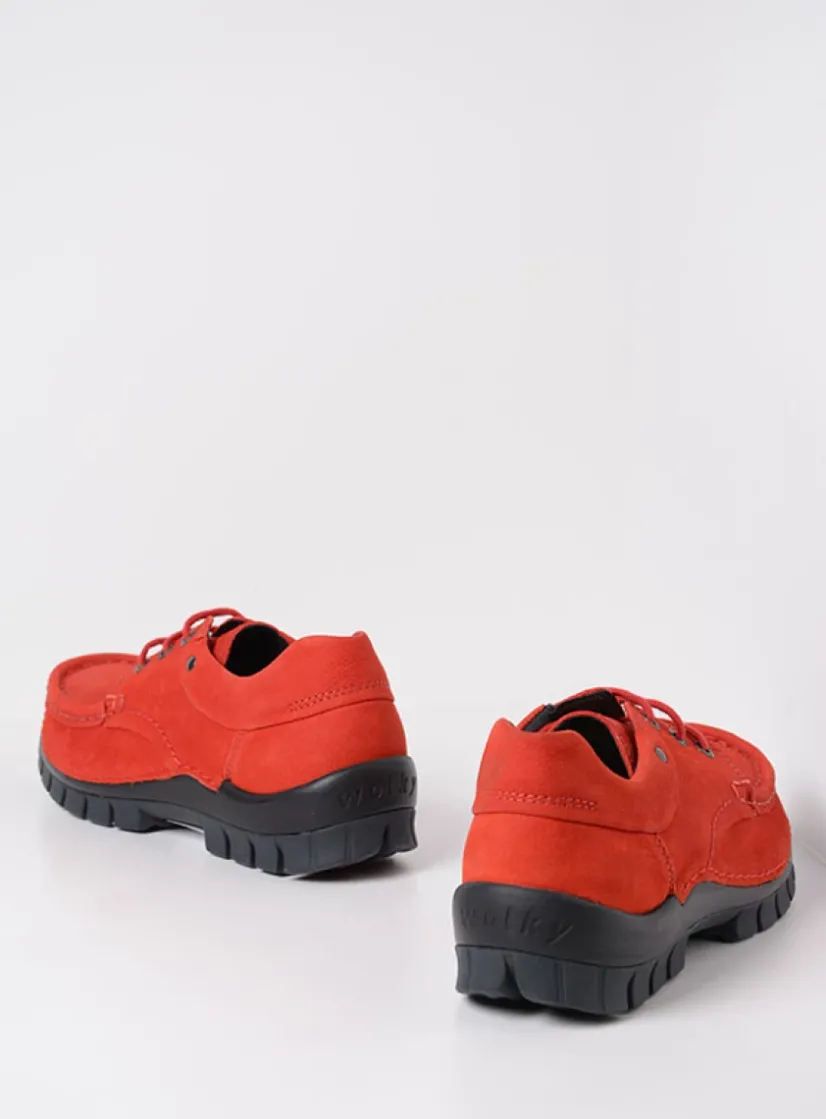 Wolky Fly - rood nubuck<DAMES Lage Veterschoenen|Herfst/Winter