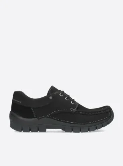 Wolky Fly - zwart nubuck<DAMES Lage Veterschoenen|Herfst/Winter