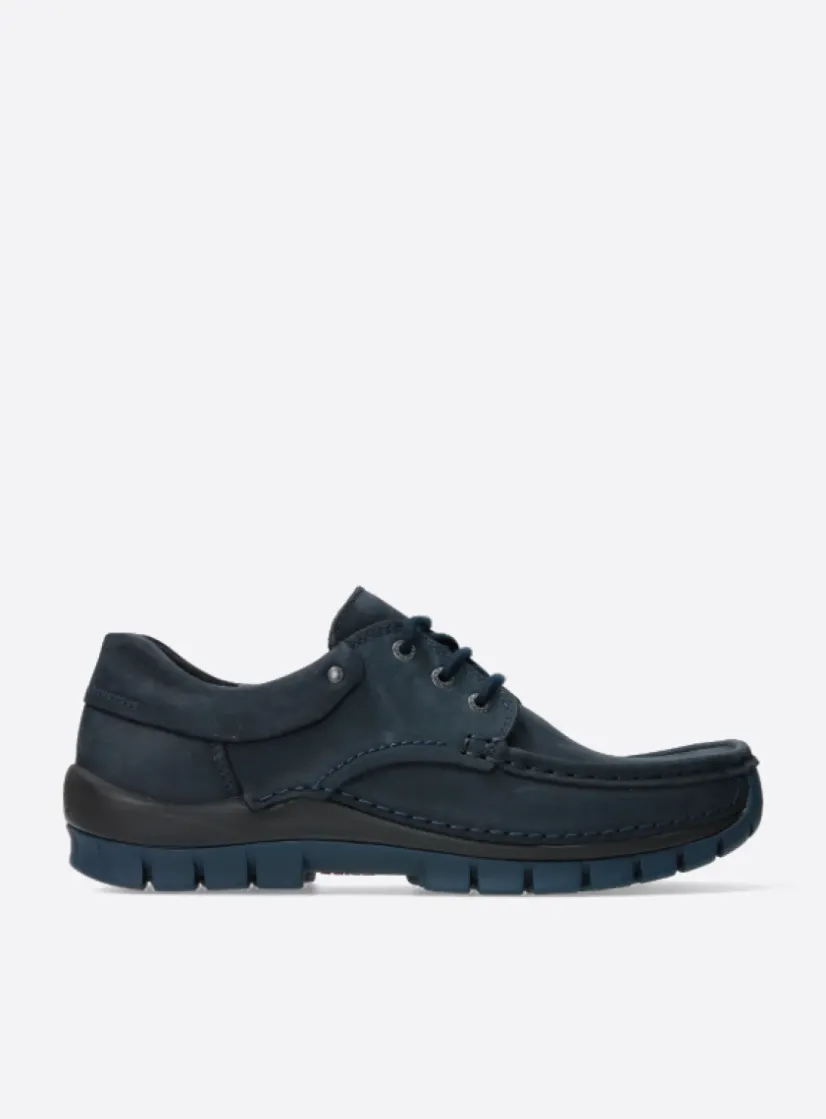 Wolky Fly men - blauw nubuck<Heren Veterschoenen Heren|Comfortschoenen Heren