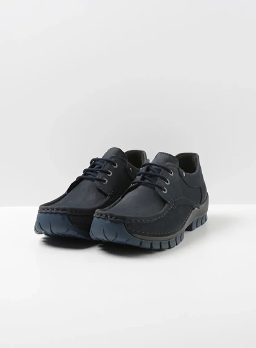 Wolky Fly men - blauw nubuck<Heren Veterschoenen Heren|Comfortschoenen Heren
