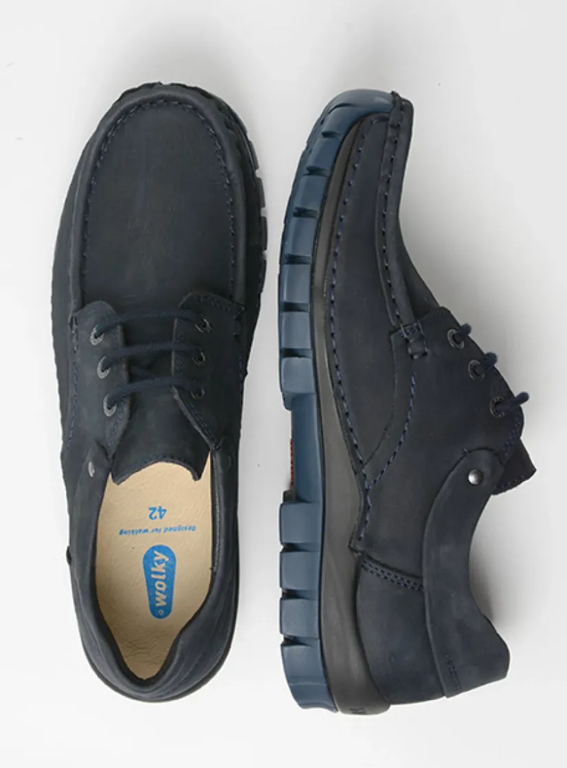 Wolky Fly men - blauw nubuck<Heren Veterschoenen Heren|Comfortschoenen Heren