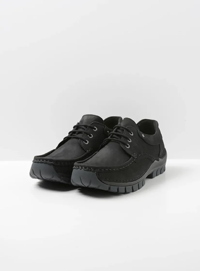 Wolky Fly men - zwart nubuck<Heren Veterschoenen Heren|Comfortschoenen Heren