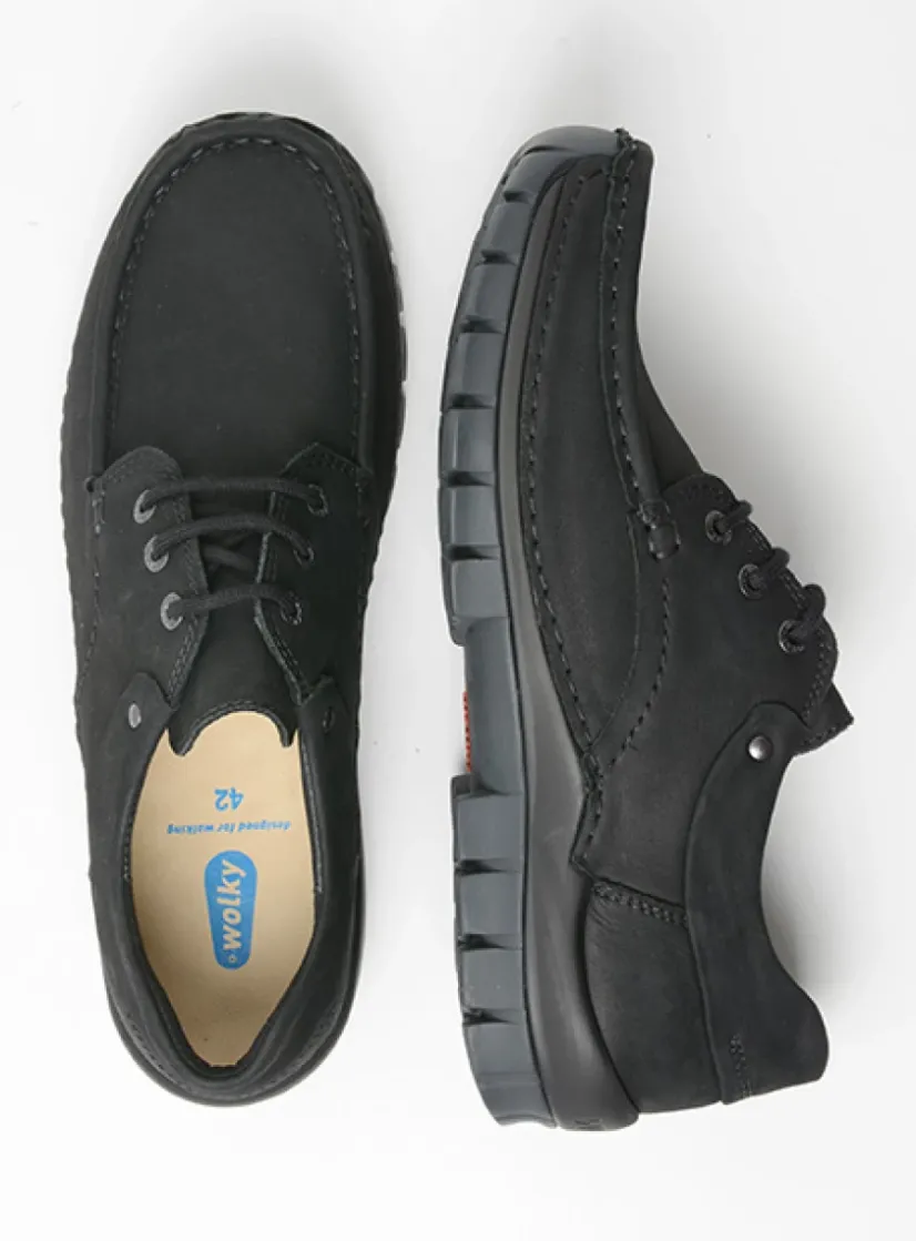 Wolky Fly men - zwart nubuck<Heren Veterschoenen Heren|Comfortschoenen Heren