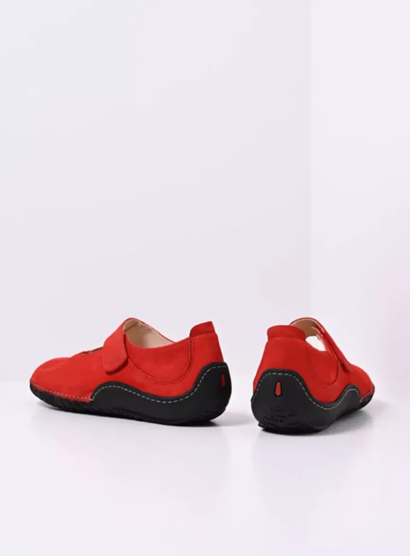 Wolky Fresh - rood nubuck<DAMES Bandschoenen