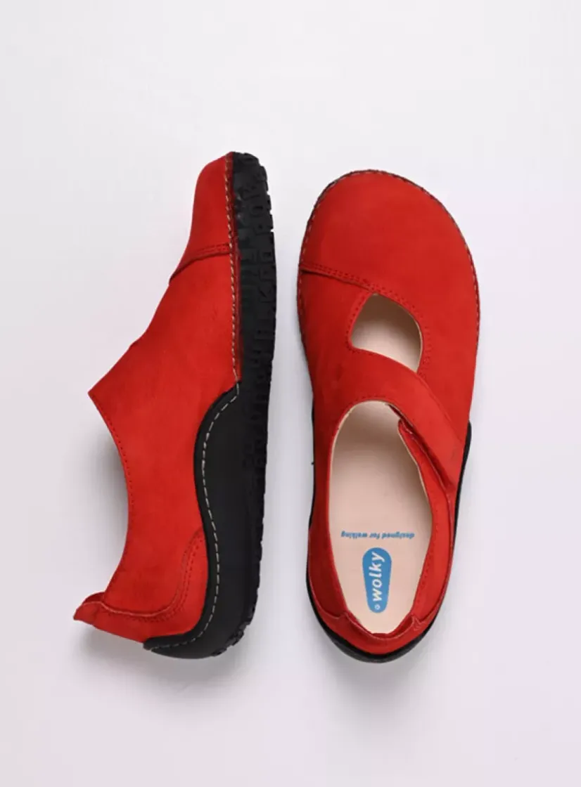 Wolky Fresh - rood nubuck<DAMES Bandschoenen