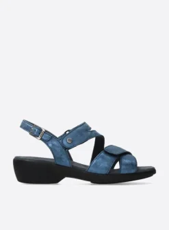 Wolky Fria - denim blauw leer<DAMES Sandalen